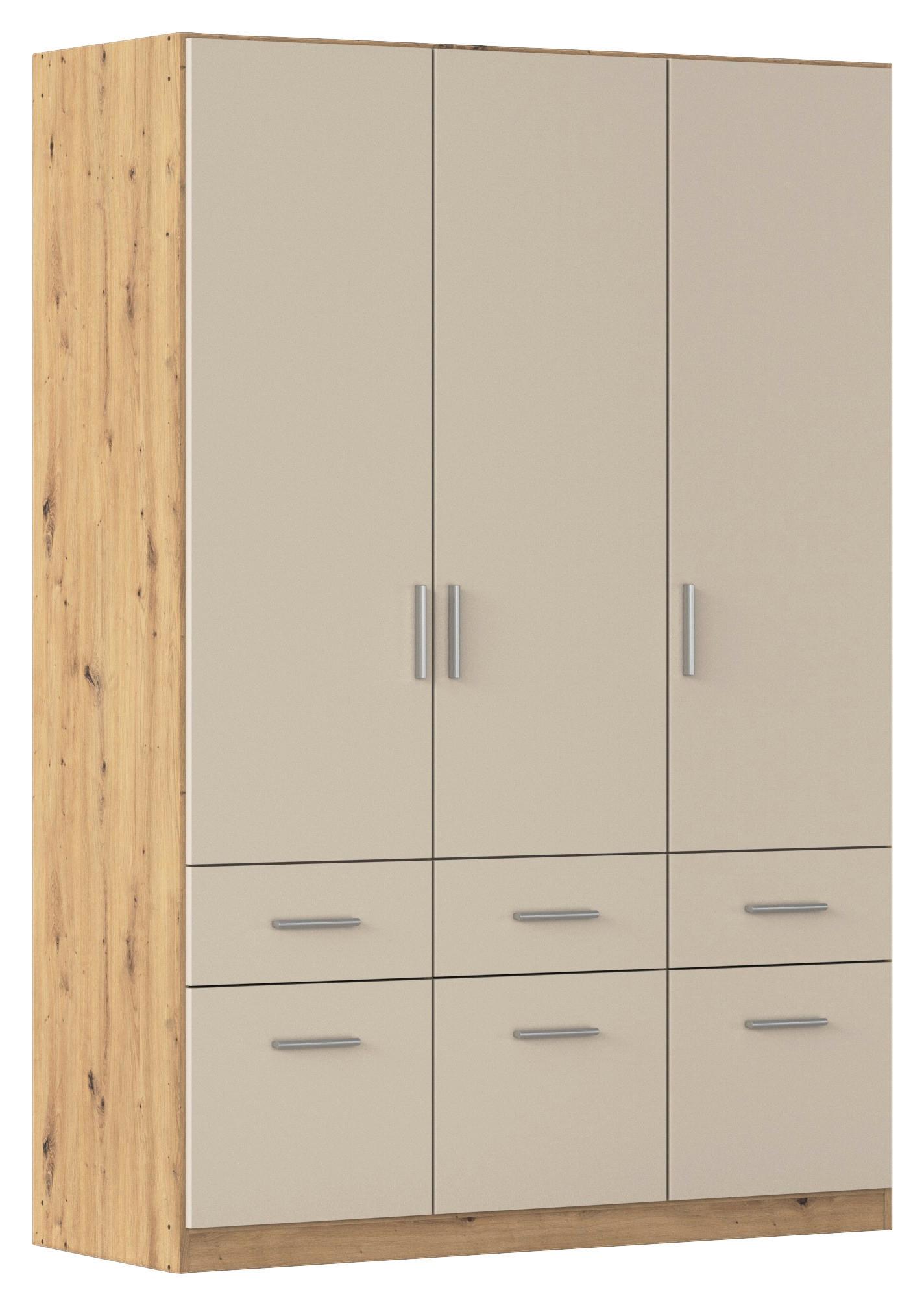 Drehtürenschrank mit Schubladen 136 cm Celle, Champagner/Eiche