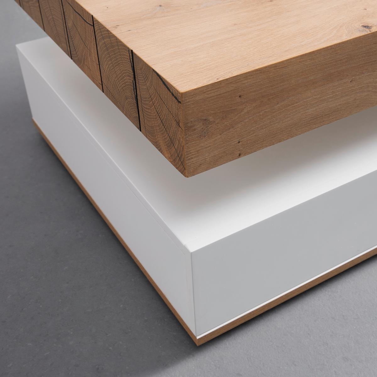 Konferenčný stolík CARA - biela/farba duba, Modern (110/60/38cm) - Bessagi Home