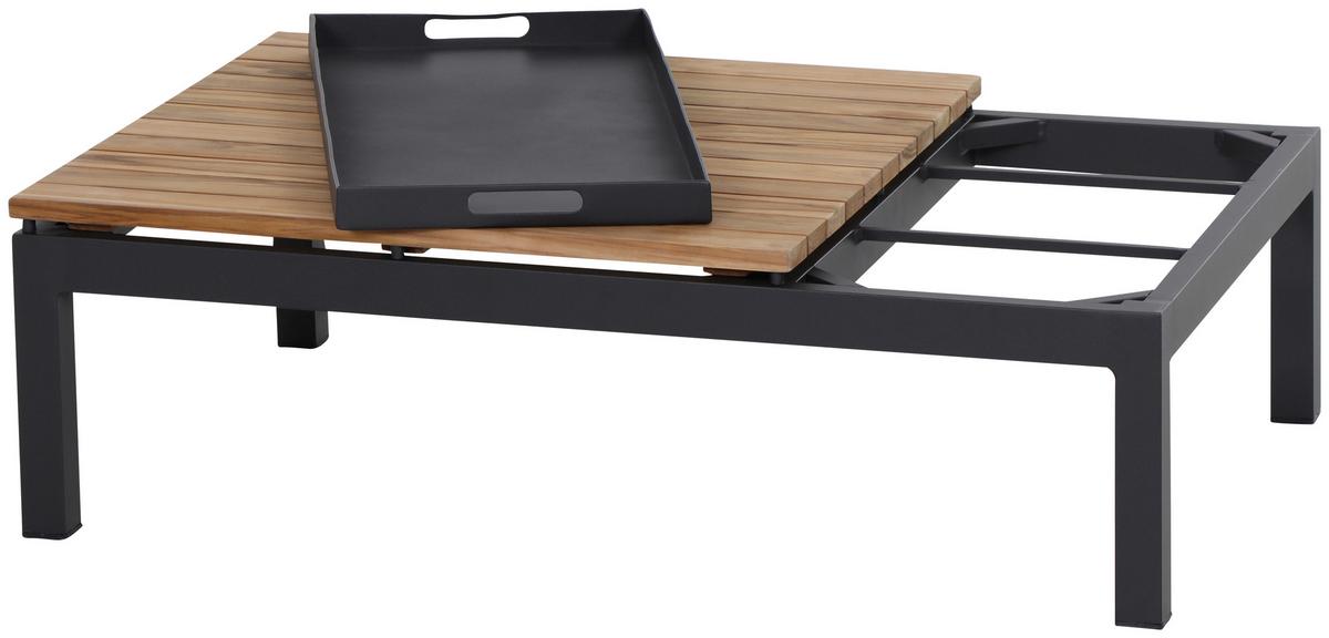 Loungetisch Aus Stahl und Echtholz - Anthrazit/Teakfarben, MODERN, Holz/Metall (102/70/27,5cm) - Siena Garden