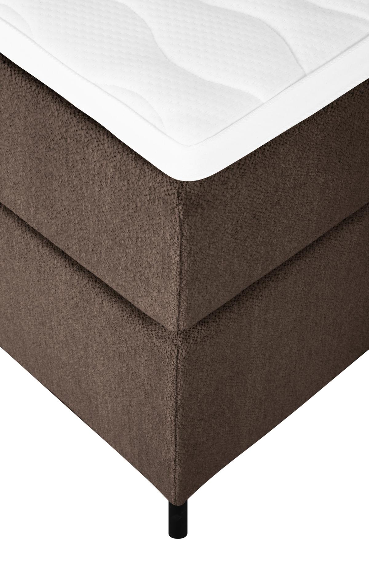 Boxspringbett Linz 140x200 cm Braun inkl. Topper - Schwarz/Braun, MODERN, Textil (140/200cm) - MID.YOU