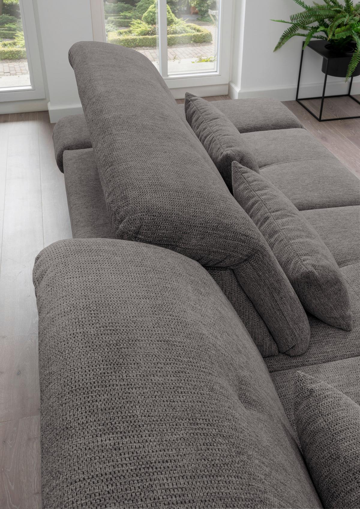 Ecksofa Mit Schlaffunktion Dalida Braun/grau Chenille - Chromfarben/Graubraun, Design, Textil (196/300cm) - Livetastic