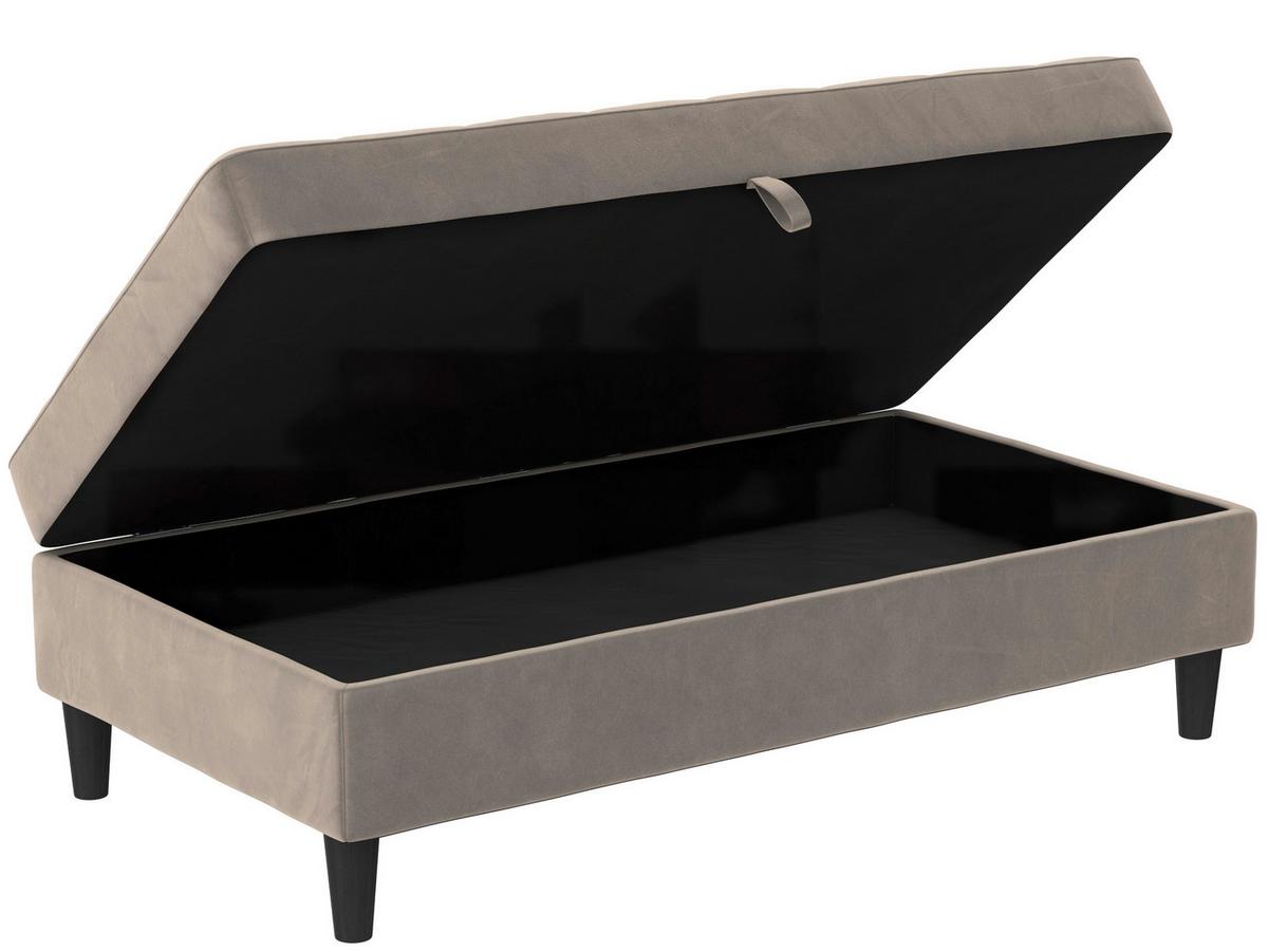 Hocker Palermo Taupe, mit Stauraum - Taupe/Schwarz, Basics, Textil (130/43cm) - Livetastic