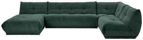 Wohnlandschaft Giselle Dunkelgrün U: 185x390x210 Cm - Dunkelgrün, Trend, Textil (185/390/210cm) - Livetastic