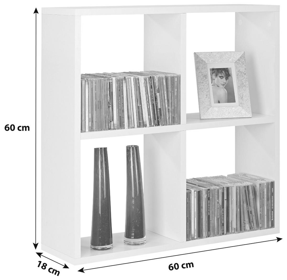NÁSTĚNNÝ REGÁL ALEX  *CENOVÝ TRHÁK* - bílá, Moderní, kompozitní dřevo (60/60/18cm) - Based