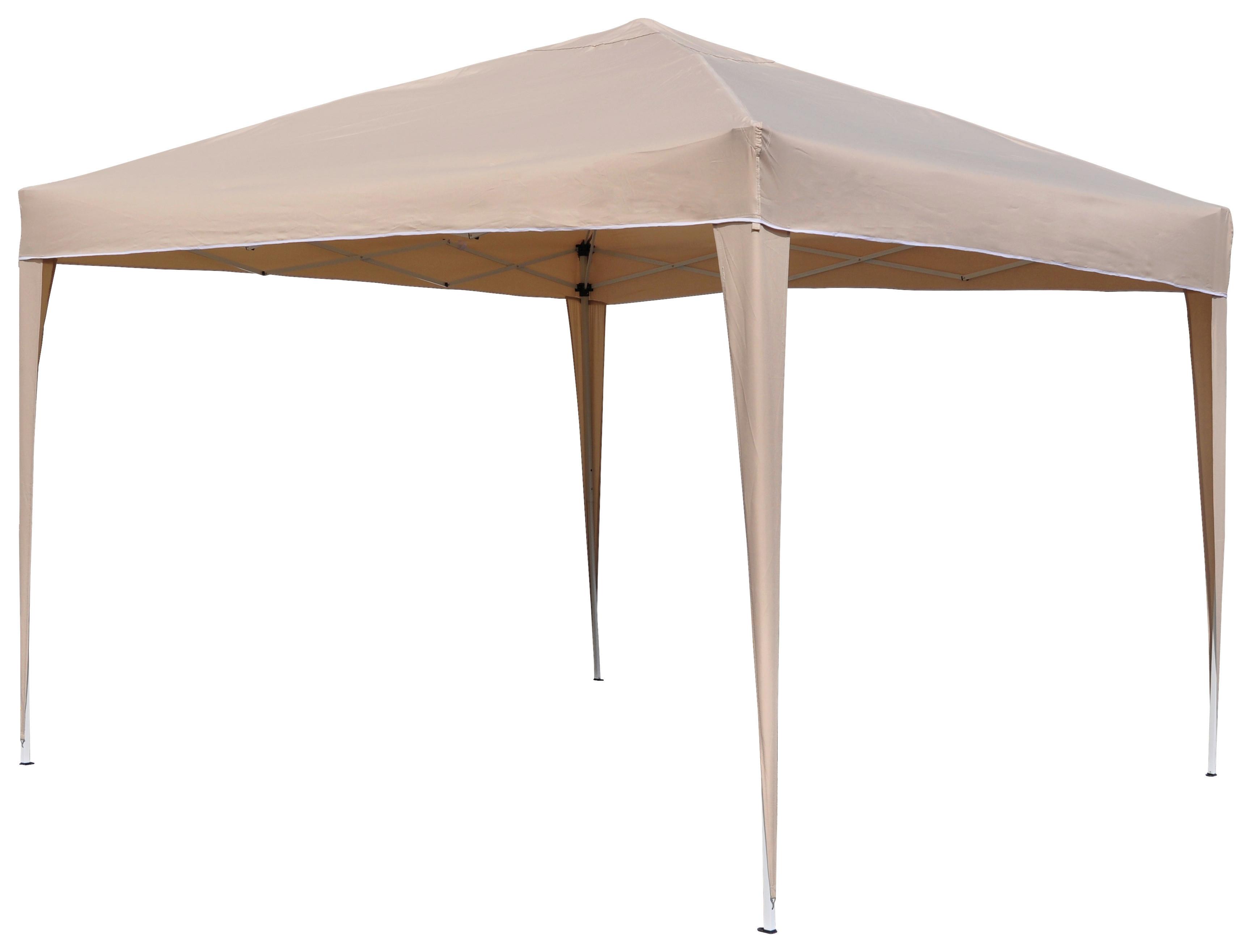 Pavillon 300x300 cm, Regenabweisend, Faltpavillon - Beige/Weiß, Basics, Textil/Metall (300/300/256cm)