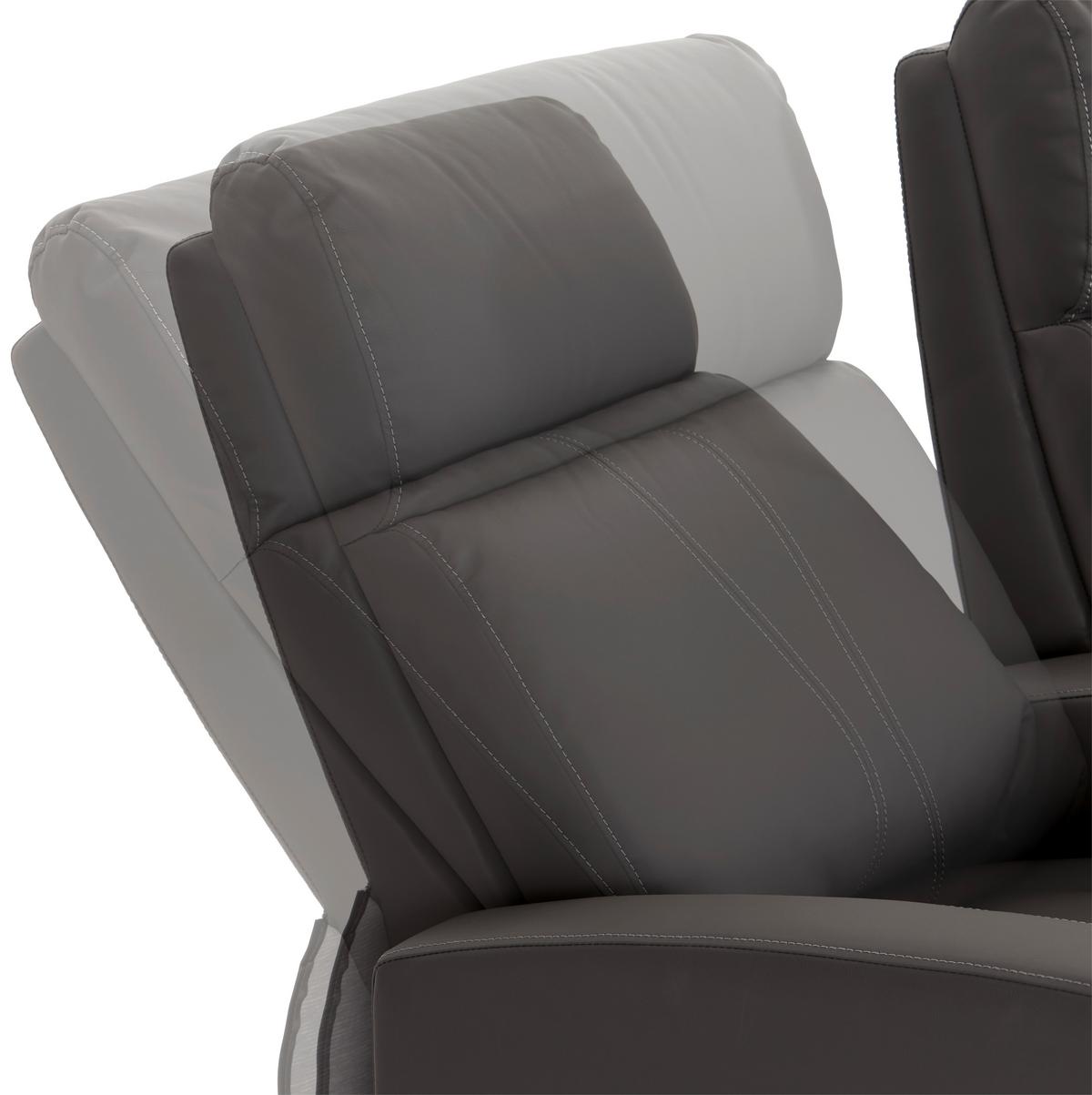 Heimkino-Sofa mit Relaxfunktion Movie Lederlook Grau - Schwarz/Grau, KONVENTIONELL, Textil (128/100/87cm) - MID.YOU