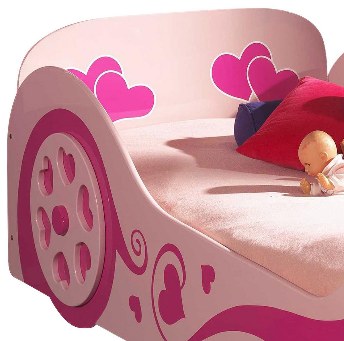 Autobett Pretty Girl 90x200 Rosa - Rosa, MODERN, Holzwerkstoff (90/200cm) - Vipack