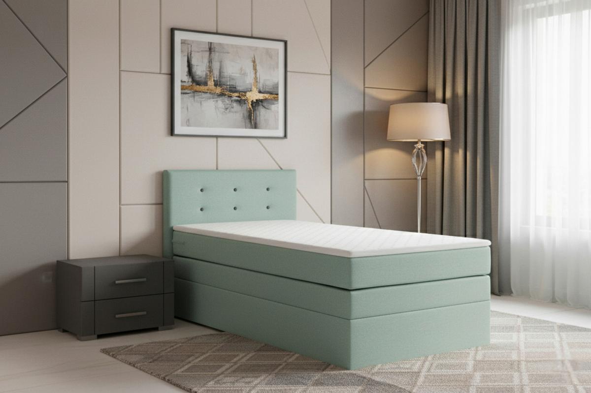 Boxspringbett Siam 2 90x200 Mintgrün - Schwarz/Mintgrün, MODERN, Holzwerkstoff/Textil (90/200cm)