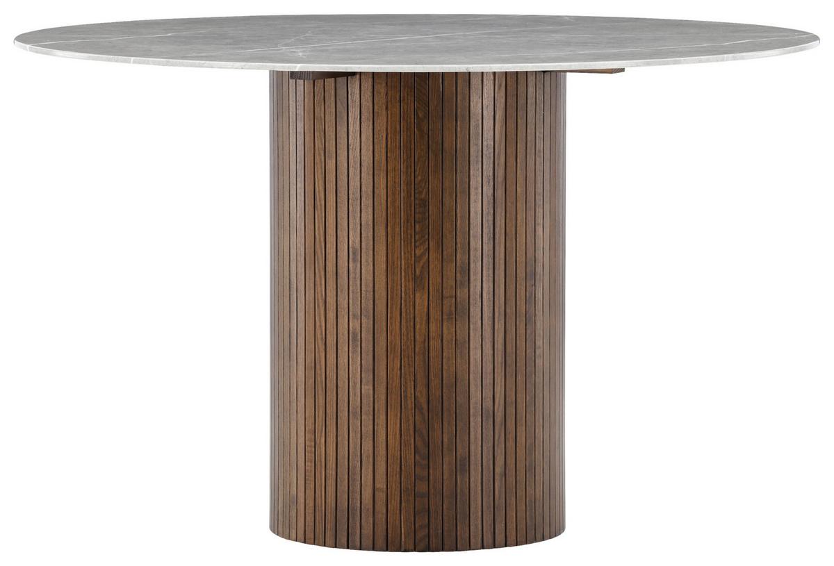 Esstisch Härön - Dunkelgrau/Braun, Design, Glas/Holz (120/120/74cm) - Livetastic