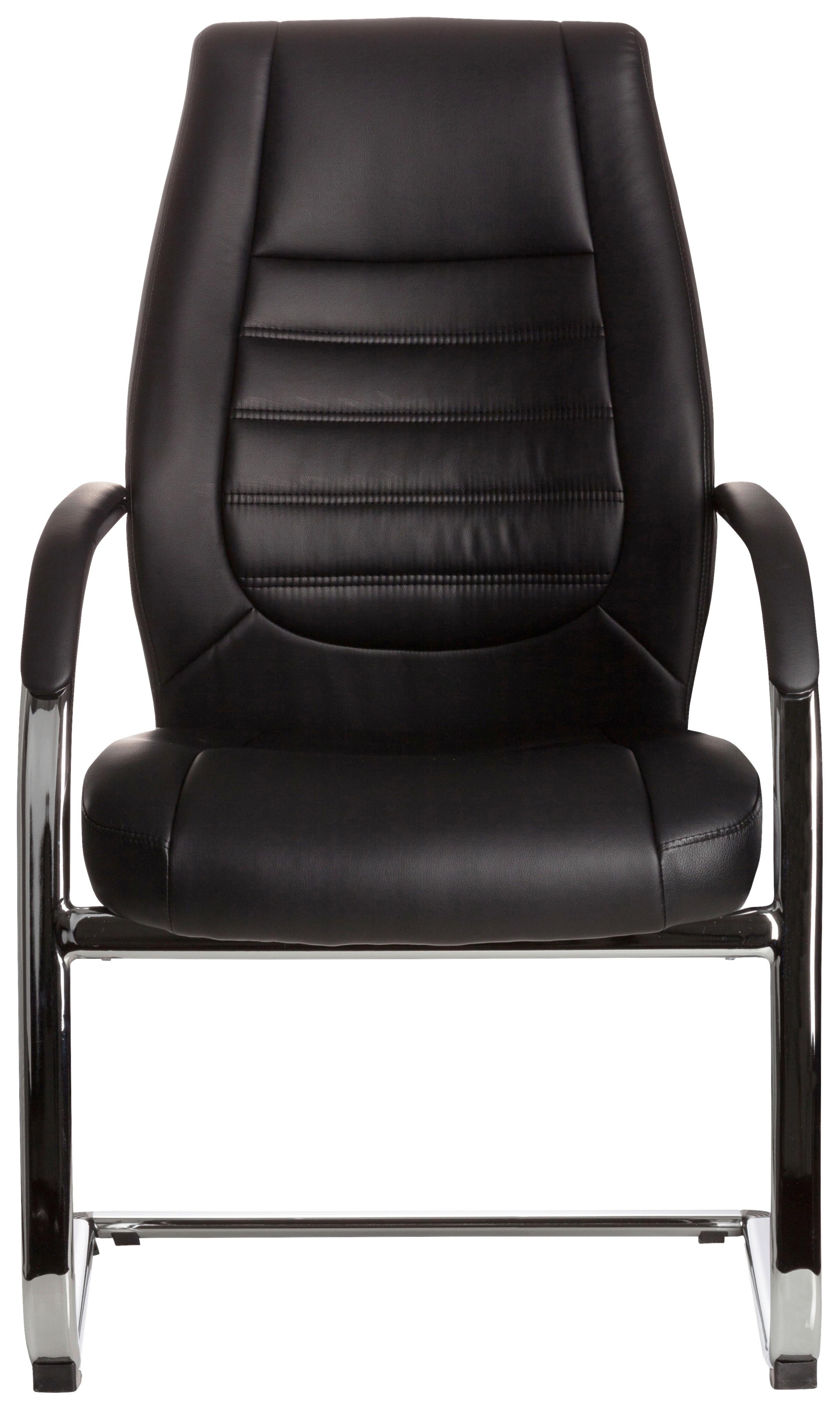Besucherstuhl Vitoro V Schwarz Bis 150 Kg - Silberfarben/Schwarz, Basics, Textil/Metall (58/107/59cm) - MID.YOU