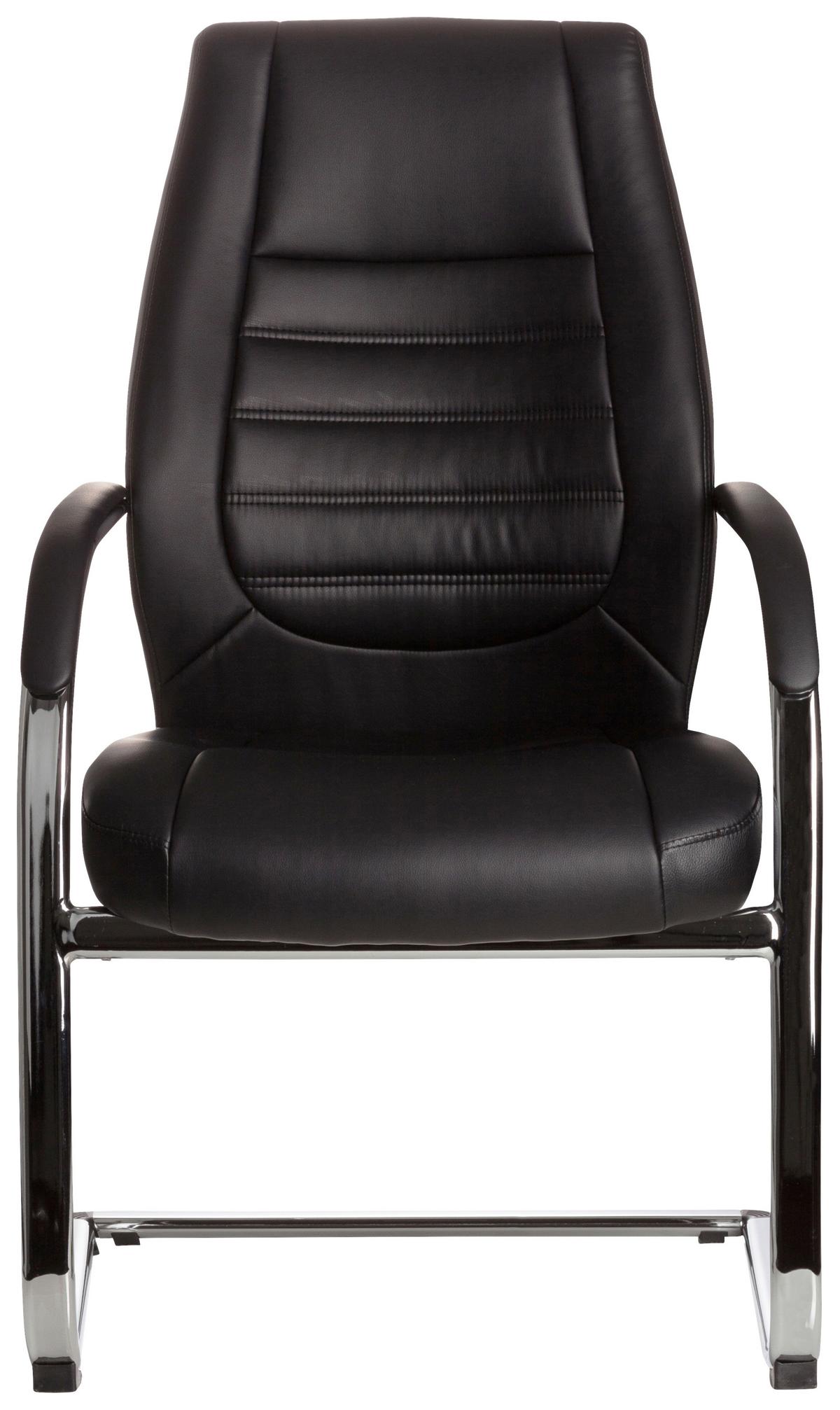 Besucherstuhl Vitoro V Schwarz Bis 150 Kg - Silberfarben/Schwarz, Basics, Textil/Metall (58/107/59cm) - MID.YOU