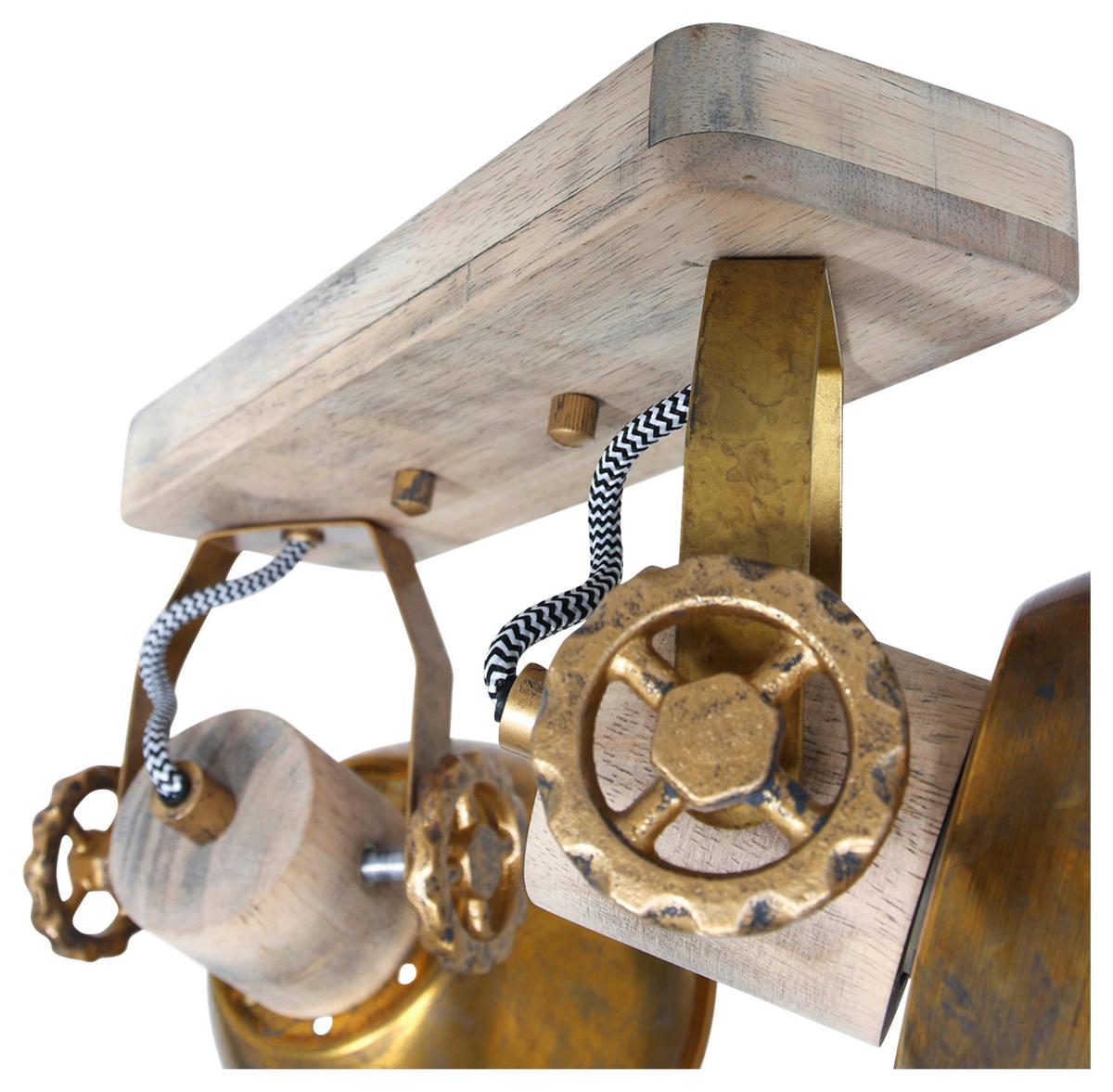 Deckenspots Gearwood - Anthrazit, Trend, Holz/Metall (32/19/17cm)