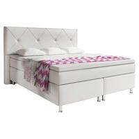 Boxspringbett Mit Topper Lederlook 180x200 Oxford - Anthrazit/Silberfarben, KONVENTIONELL, Leder/Textil (200/125/210cm) - MID.YOU