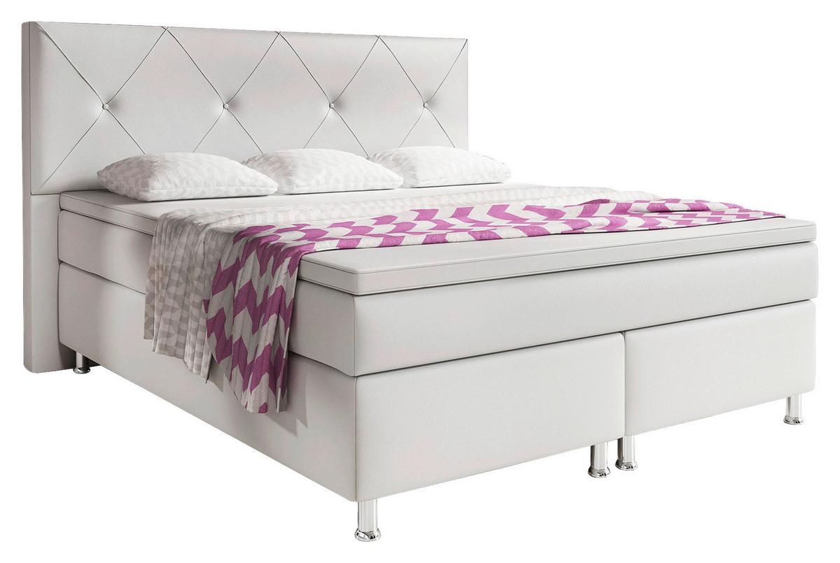 Boxspringbett Mit Topper Lederlook 180x200 Oxford - Anthrazit/Silberfarben, KONVENTIONELL, Leder/Textil (200/125/210cm) - MID.YOU