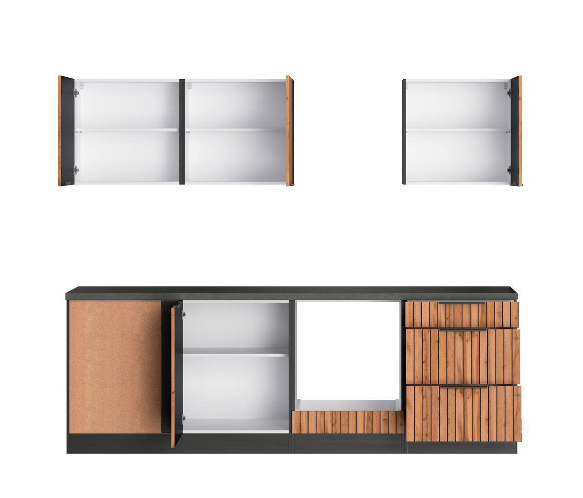 Eckküche Liverpool Graphit/ Eiche Dekor S: 240x240 Cm - Schieferfarben/Eiche Wotan, Basics, Holzwerkstoff (240/240cm) - Held