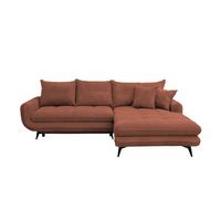 Rohová sedačka WAVE, pravá, indická růžová - starorůžová/černá, Moderní, kov/textil (266/189cm)