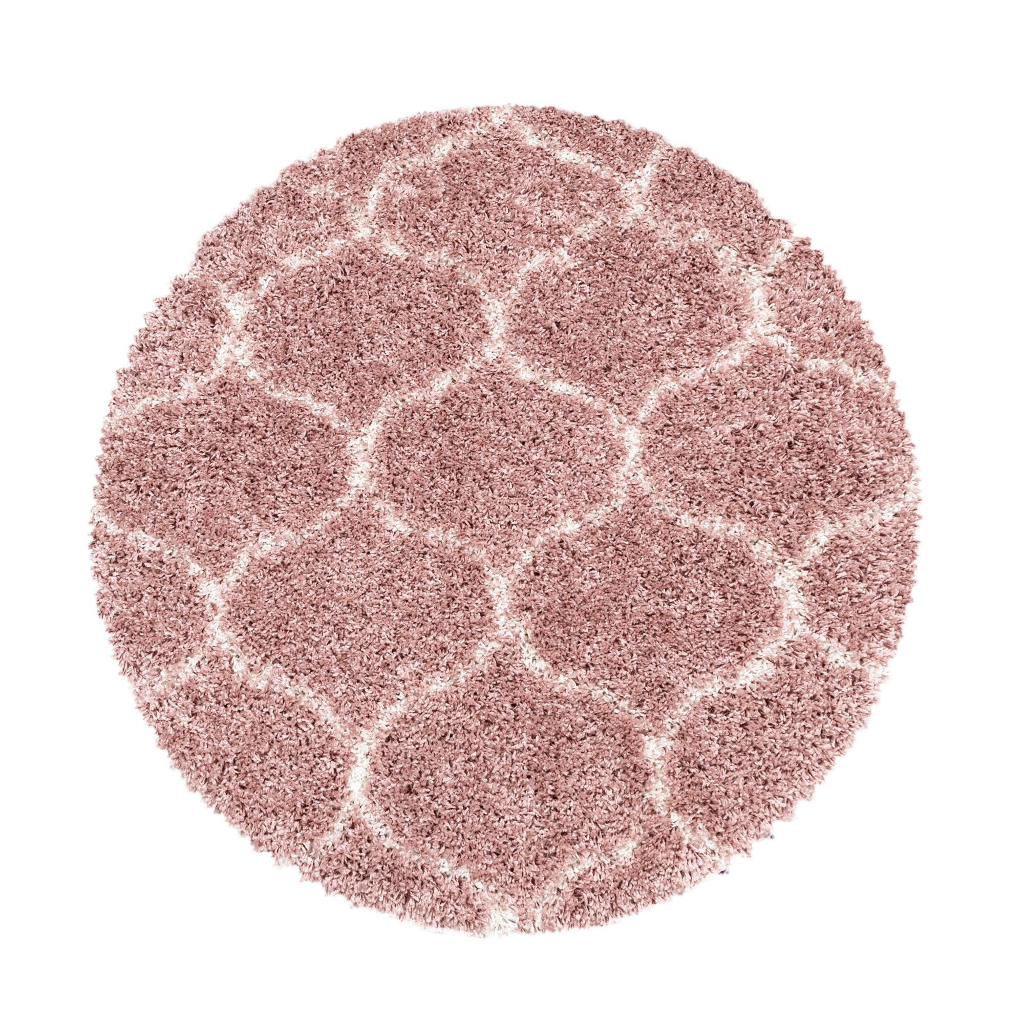 Webteppich Rosa Naturfaser Salsa Ø 80 cm - Rosa, Design, Textil (80cm)