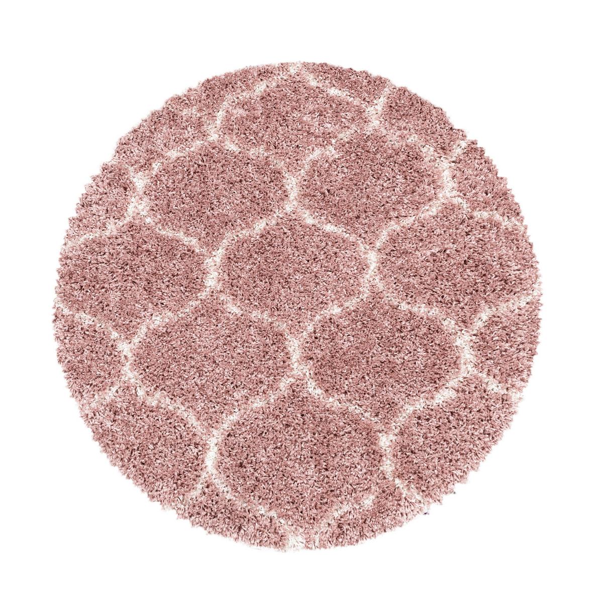Webteppich Rosa Naturfaser Salsa Ø 160 cm - Rosa, Design, Textil (160cm)