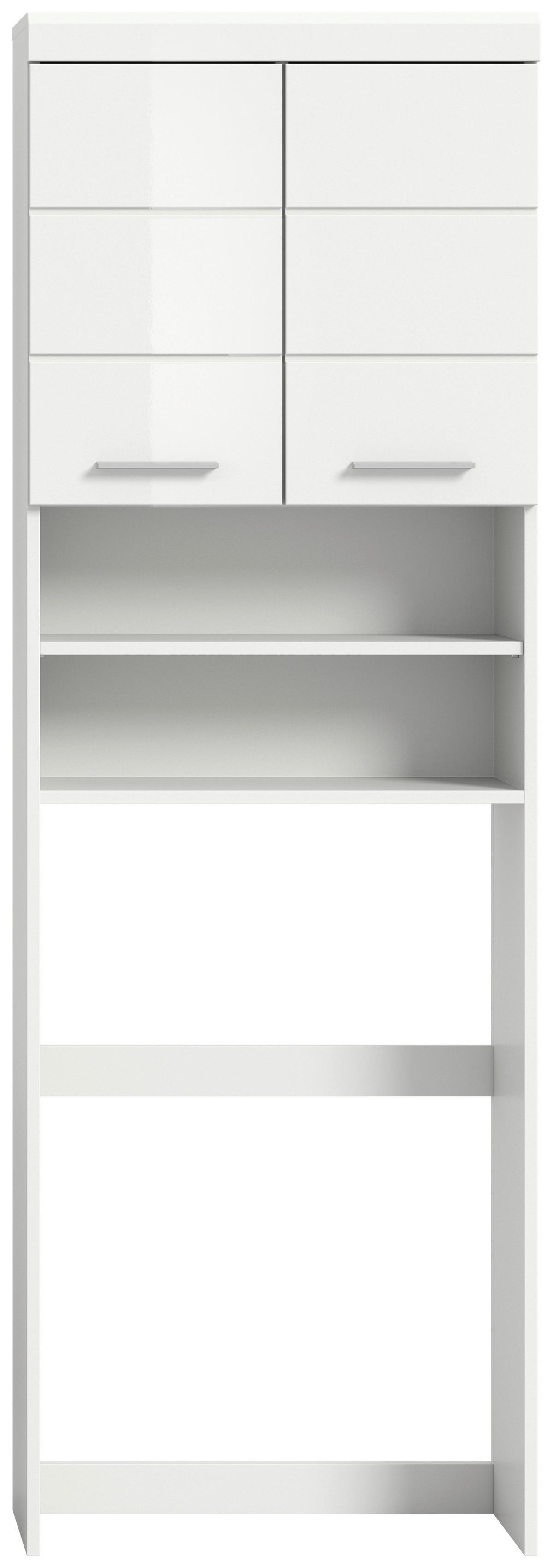 Waschmaschinenschrank Scout Weiß Hg  B: 63 cm - Weiß Hochglanz/Schwarz, MODERN, Holzwerkstoff (63/191/24cm) - MID.YOU