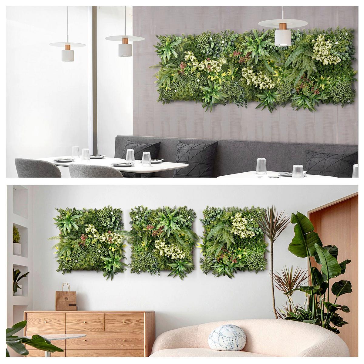 Wandverkleidung Kunstpflanze - Hellrot/Hellgrün, Trend, Kunststoff (50/50cm) - Floordirekt