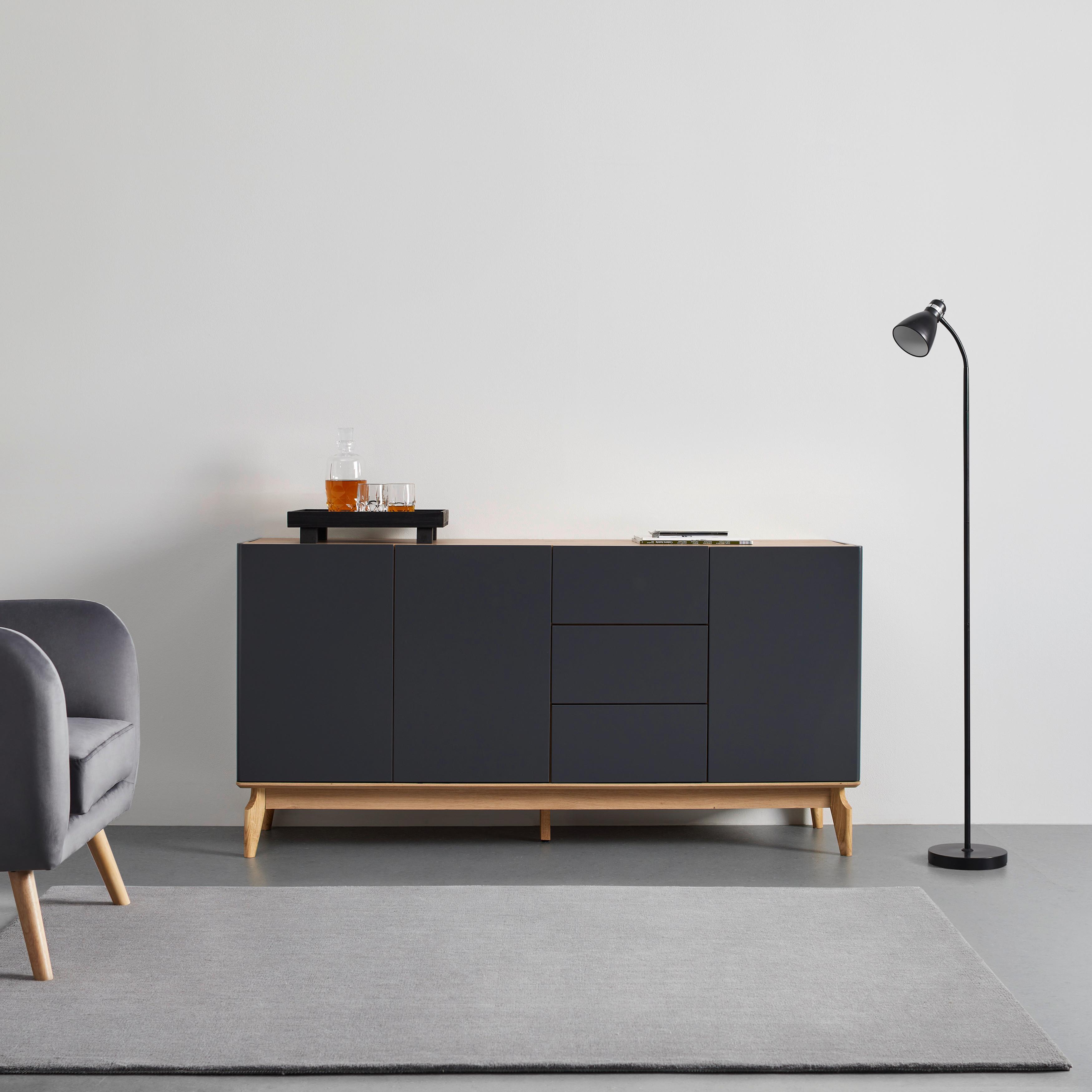 Komoda Fosco - šedá/barvy dubu, Moderní, dřevo (160/80/40cm) - Bessagi Home