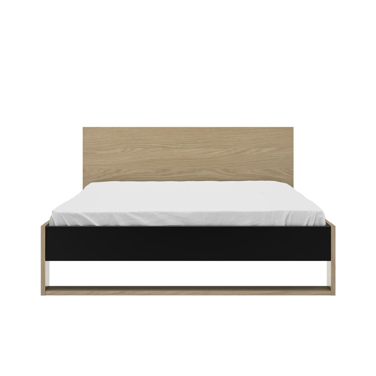 Bett NAEL 140x200 cm - Eichefarben/Schwarz, Basics, Holzwerkstoff (140/200cm)