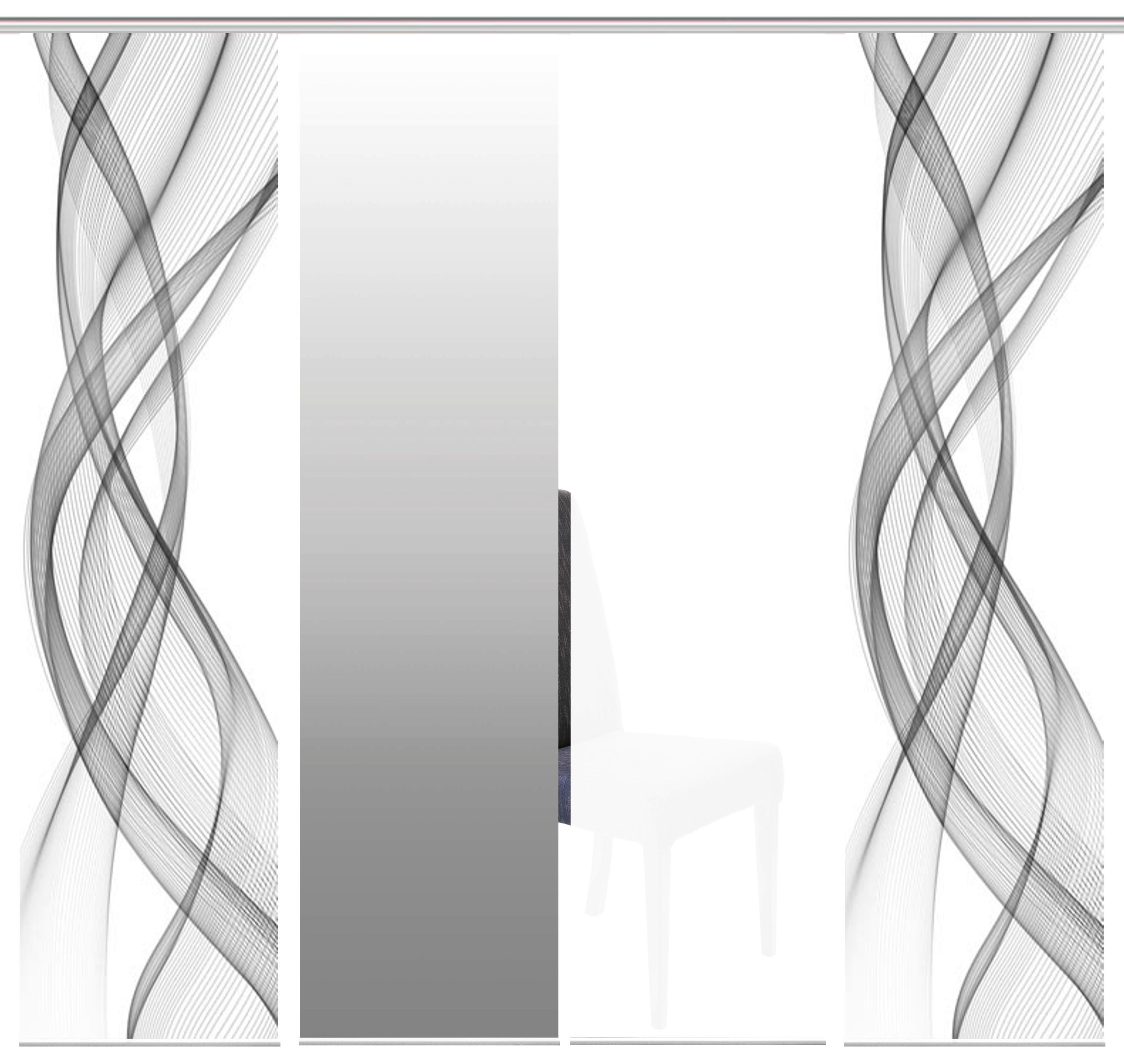 Flächenvorhang 4-Tlg. Ferrola B: 60 cm, Grau/Weiß - Grau, Basics, Textil (60/245cm)