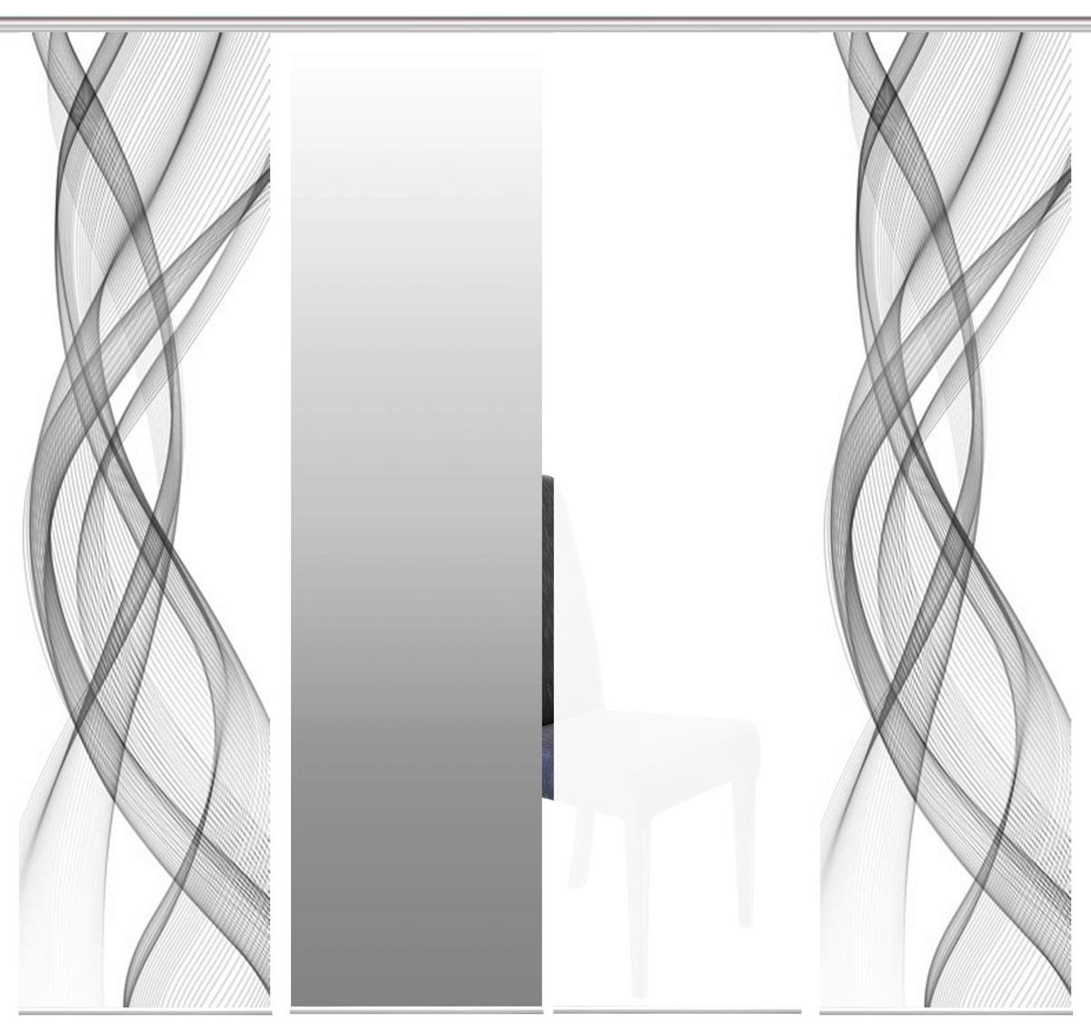 Flächenvorhang 4-Tlg. Ferrola B: 60 cm, Grau/Weiß - Grau, Basics, Textil (60/245cm)