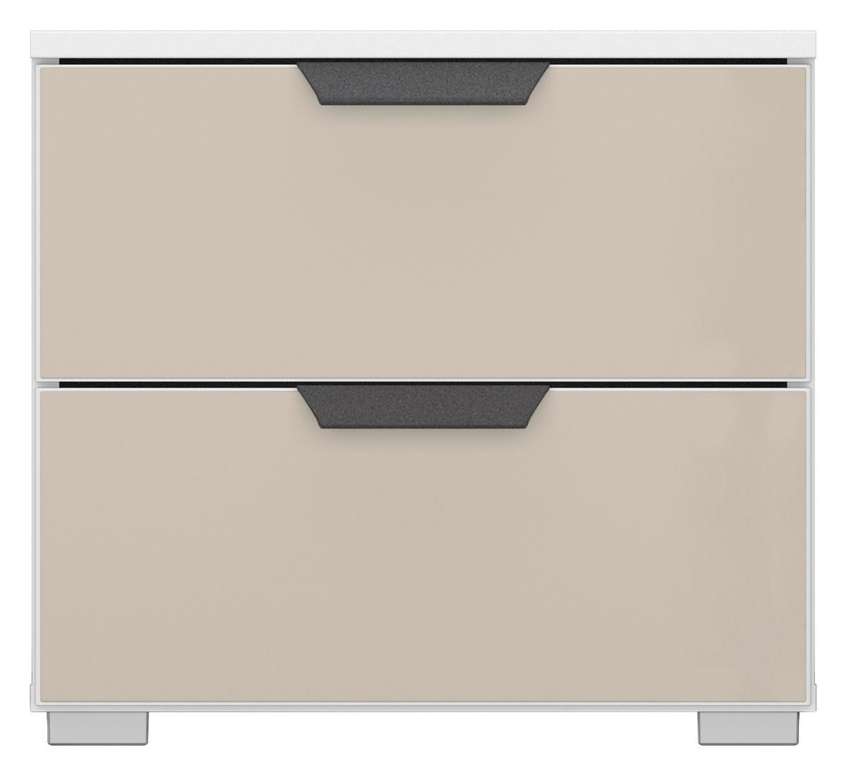 Nachtkästchen Artemis Weiß/champanger, H: 43cm - Champagner/Alufarben, MODERN, Glas/Holzwerkstoff (47/43/42cm) - Rauch Möbel