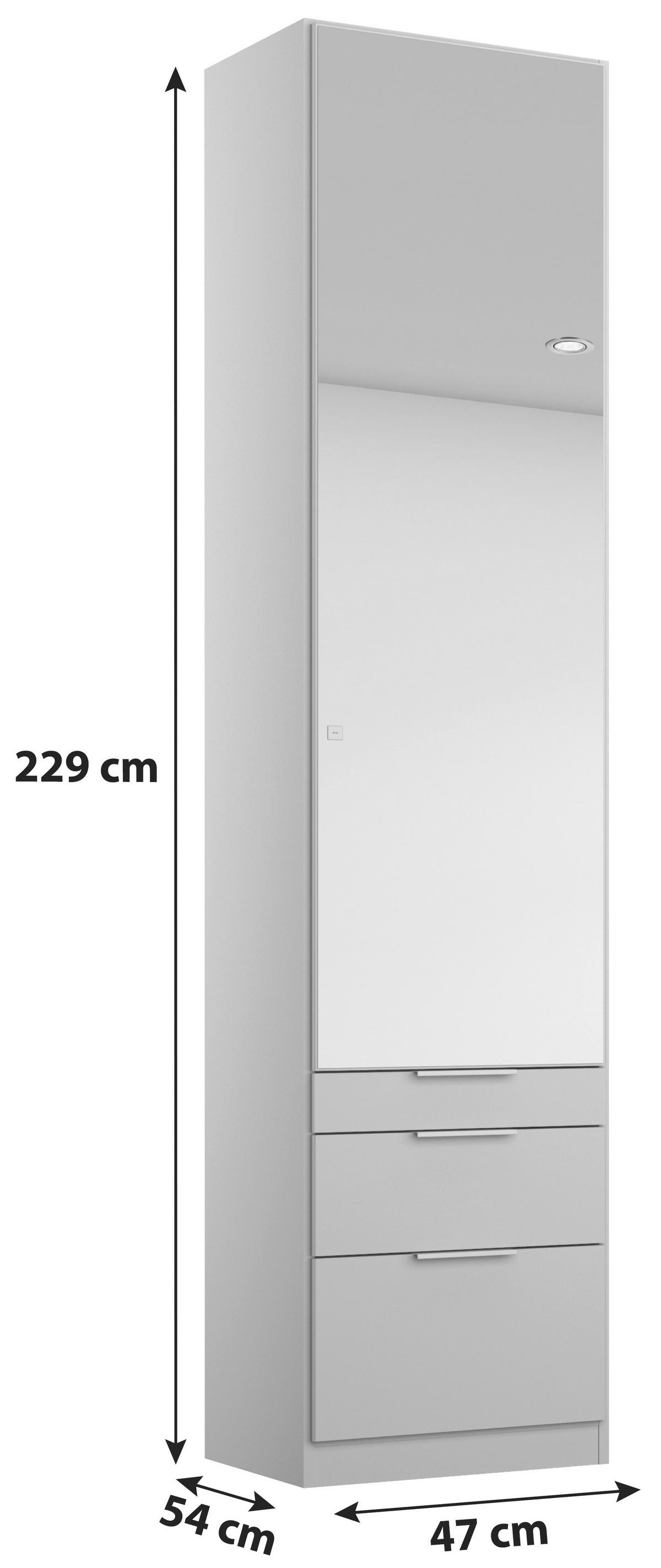 Drehtürenschrank Mit Spiegel B: 47 cm Alabama In Hellgrau - Silberfarben/Hellgrau, MODERN, Holzwerkstoff (47/229/54cm)