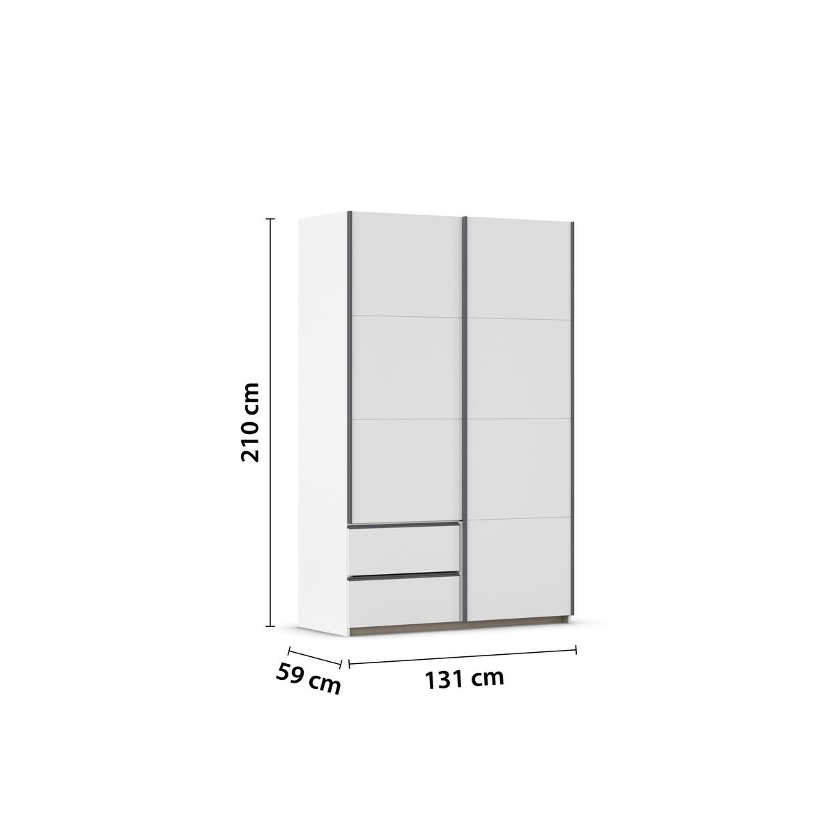 Schwebetürenschrank Stoke Weiß/ Grau B: 131 Cm - Weiß, MODERN, Holzwerkstoff (131/210/59cm) - Rauch Möbel