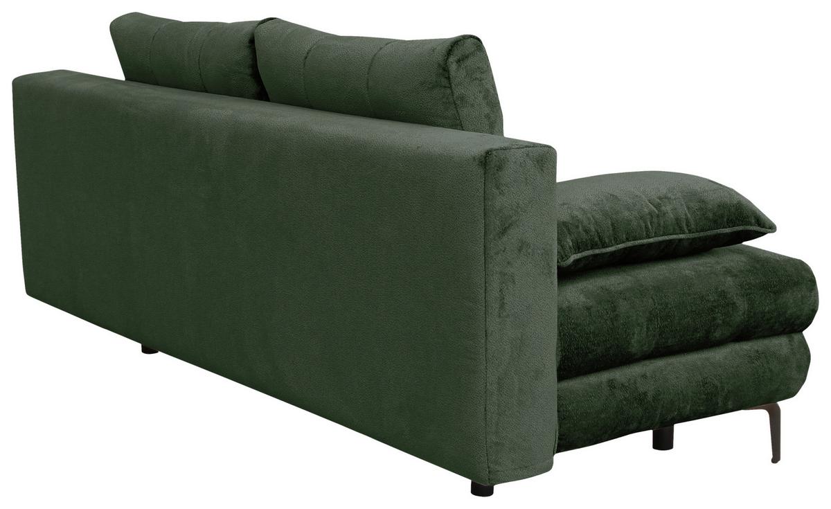 Rozkládací pohovka PERLA, tmavě zelený velur - černá/tmavě zelená, Konvenční, kov/textil (203/94/96cm)