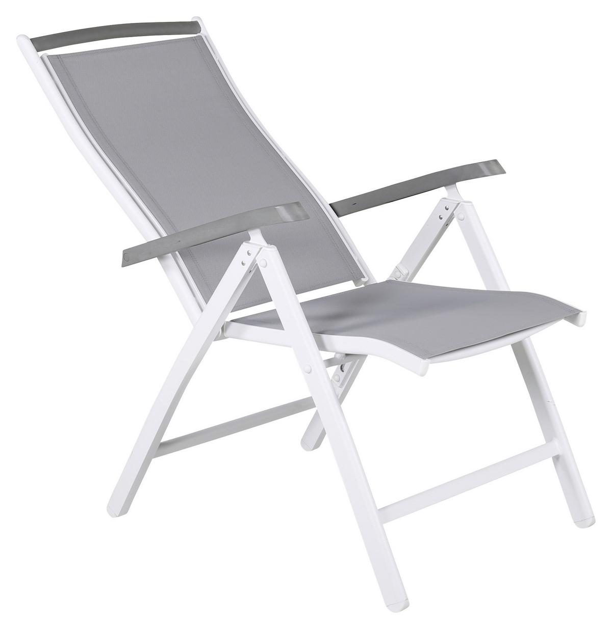Gartensessel-set 2-tlg. Klappbar Albany Metall - Weiß/Grau, KONVENTIONELL, Metall (60/110/60cm) - Gardenson