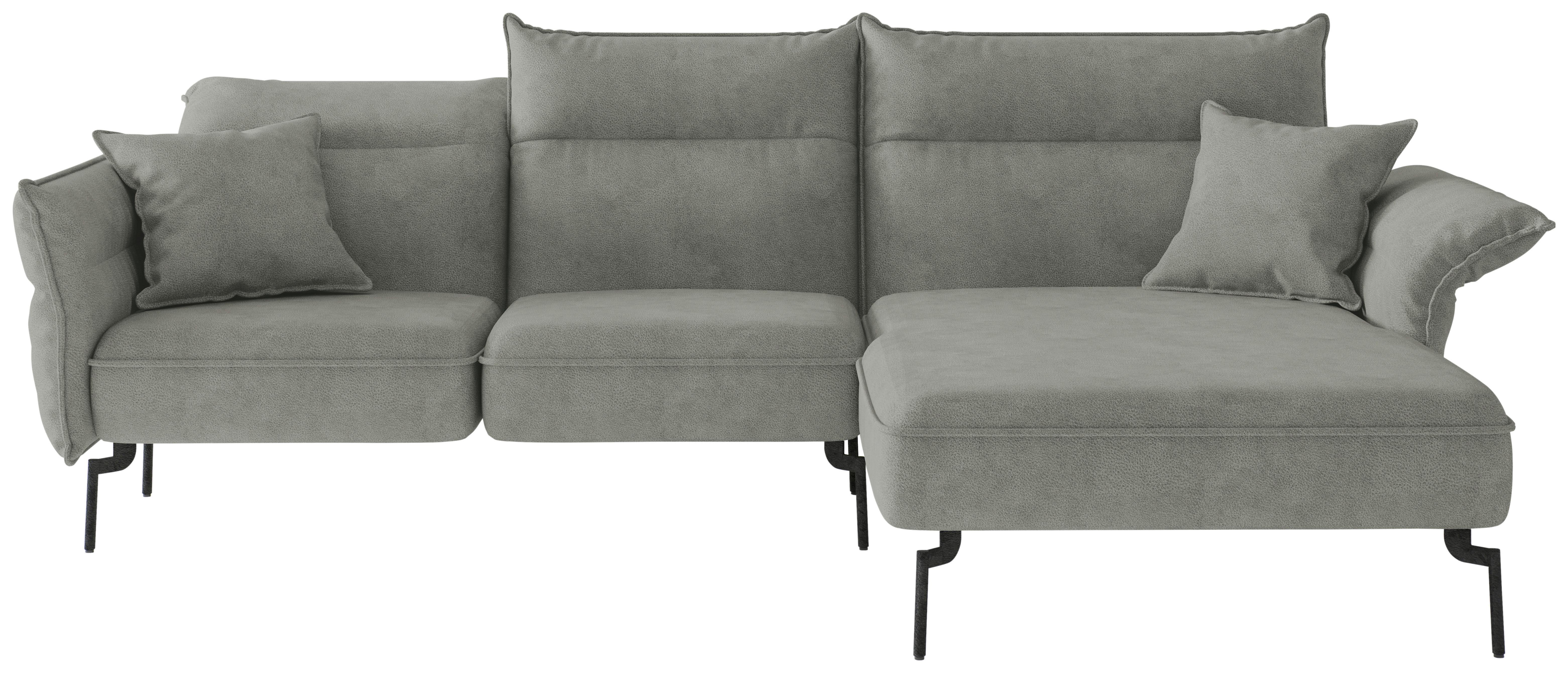 Ecksofa Jakarta - Edelstahlfarben/Grau, Design, Textil (265/185cm) - Livetastic
