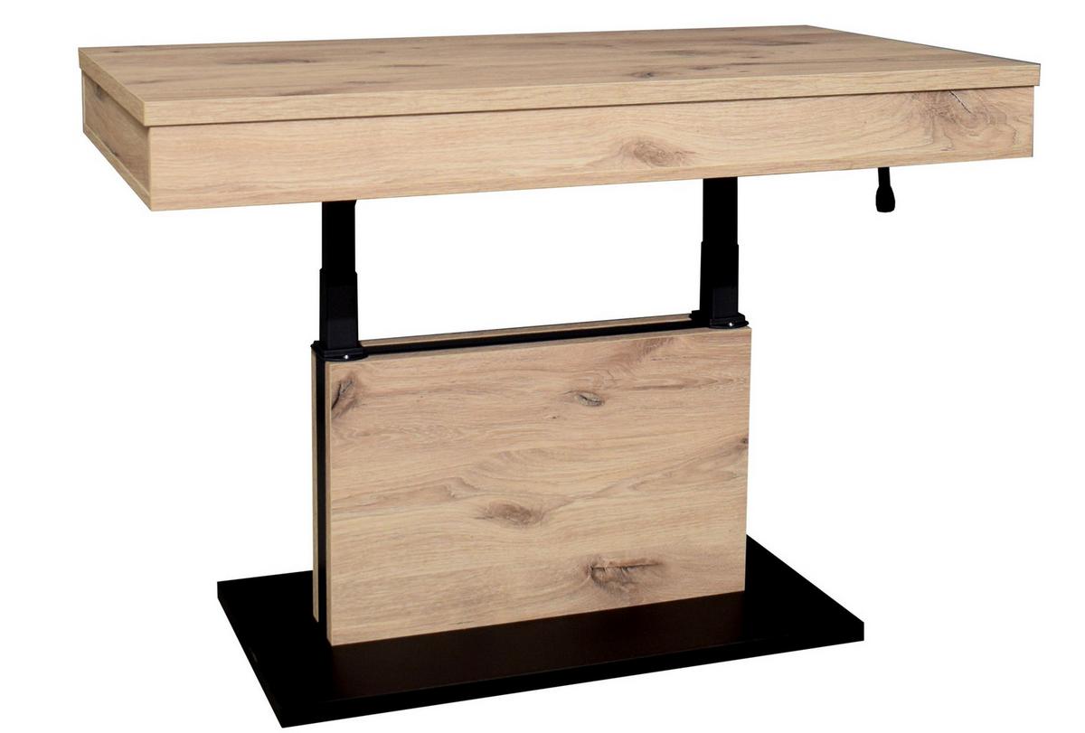 Couchtisch Lift Eichefarben/schwarz B: 110 Cm - Eichefarben/Schwarz, Design, Holzwerkstoff/Metall (110/58-77/60cm) - MID.YOU