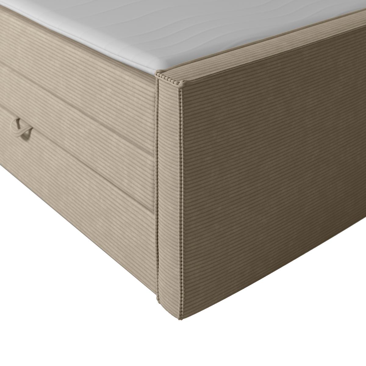 Boxspringbett Mit Bettkasten Algier 180x200 Cm Beige - Beige/Schwarz, MODERN, Karton/Holzwerkstoff (180/200cm) - MID.YOU