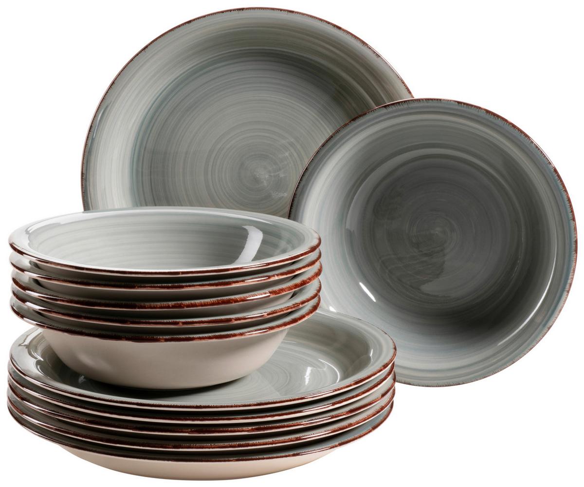 Tafelservice Lumaca Keramik 6 Personen Geschirr Set Grau - Grau, Basics, Keramik - Mäser
