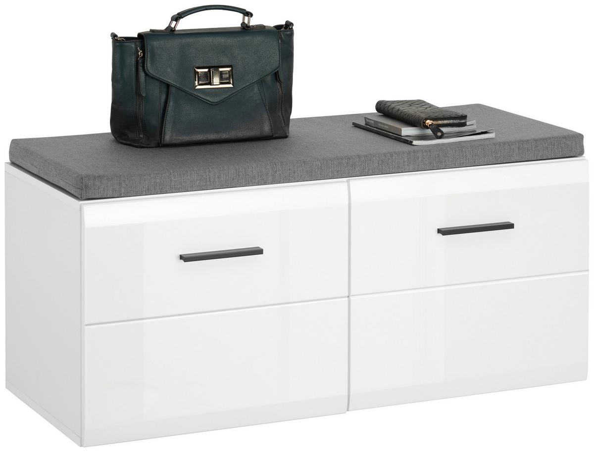 Garderobenbank Avanti Weiß/Anthrazit B: 100cm - Weiß Hochglanz/Anthrazit, Basics, Holzwerkstoff (100/47/41,6cm) - Hom`in