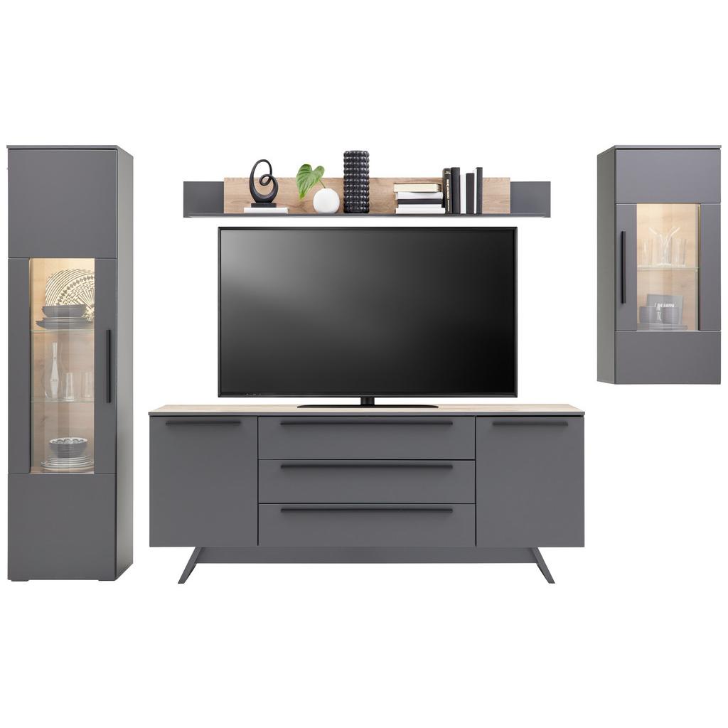 Wohnkombination Modern 4-tlg. Atlanta Grau/eiche Dekor