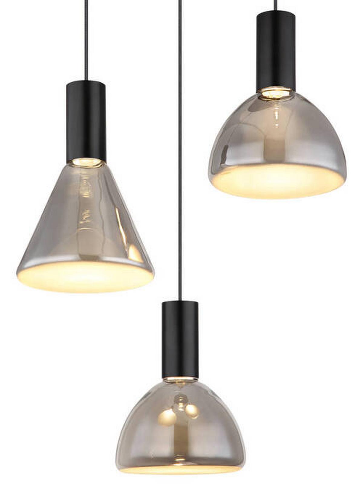 Led-hängeleuchte 15741-3 - Schwarz, Design, Glas/Metall (42/150cm) - Globo