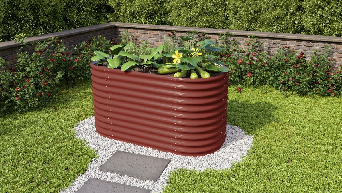 Hochbeet Vita 858 82,1x85,8x162,1 Cm Oval Rot - Rot, Basics, Metall (82,1/85,8/162,1cm)
