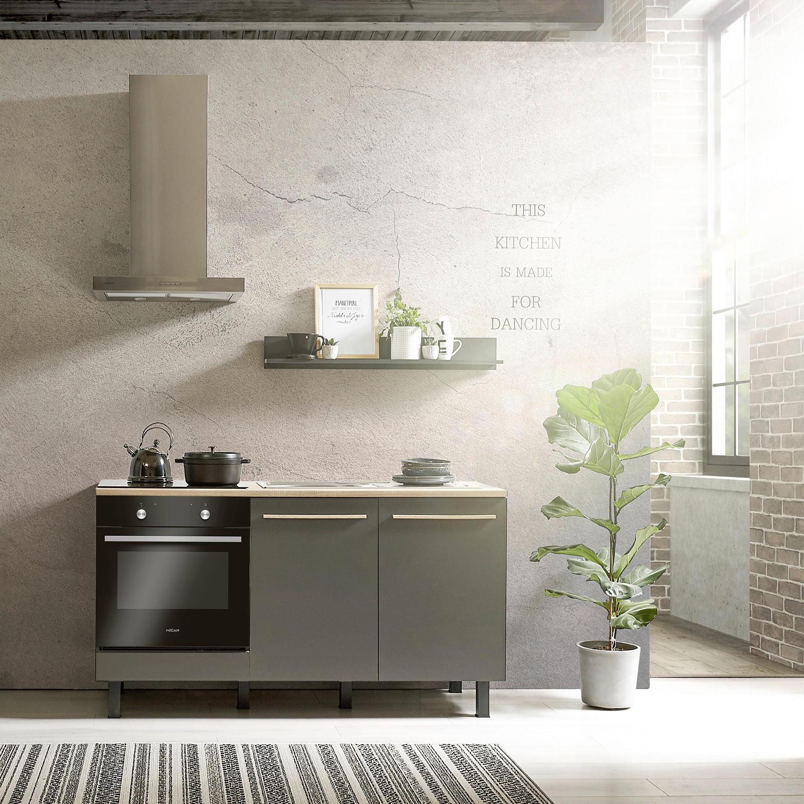 Miniküche ohne Geräte B: 160 cm Anthrazit/Eiche Dekor - Anthrazit/Sonoma Eiche, Design, Holzwerkstoff (160cm) - MID.YOU