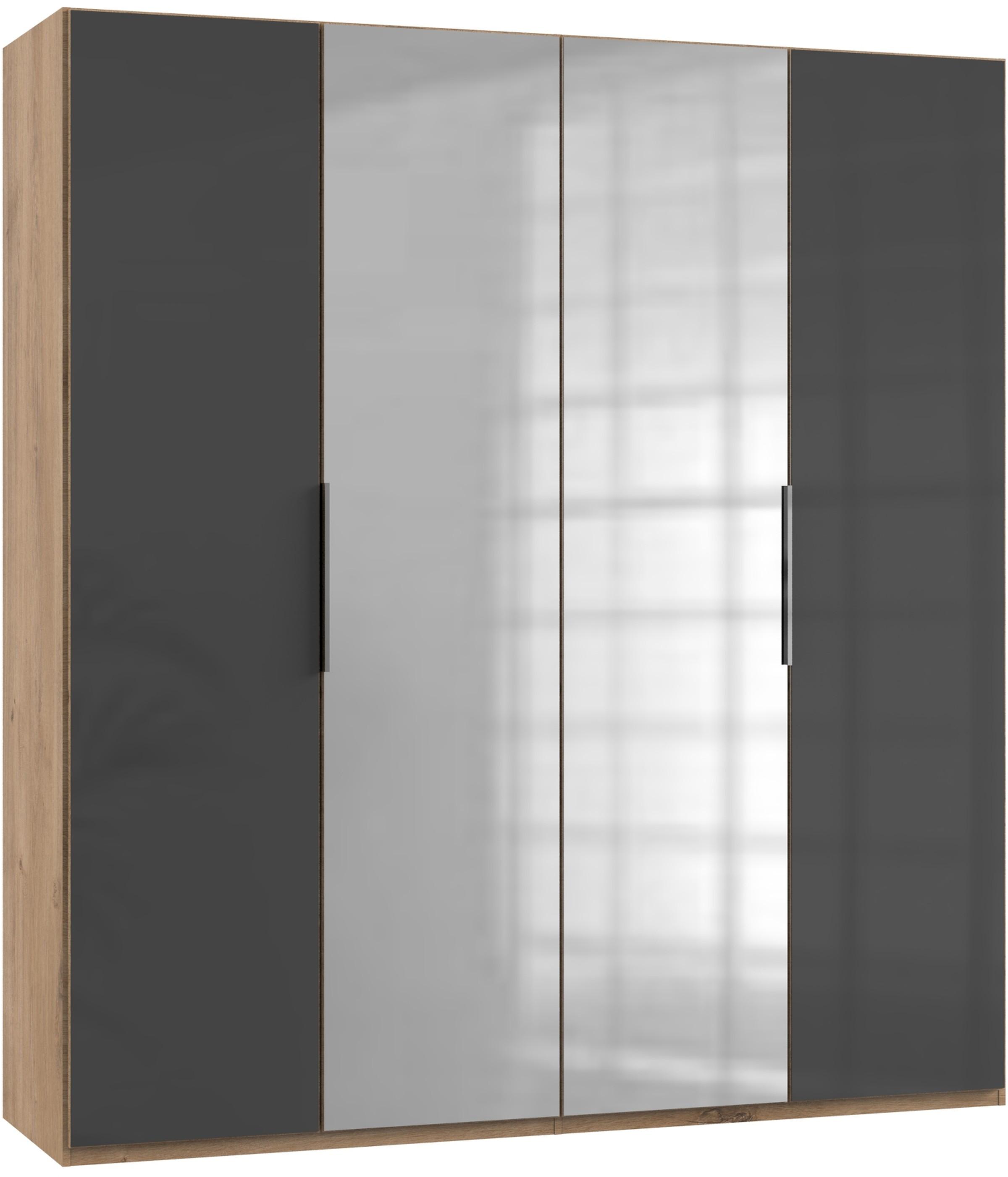 Drehtürenschrank 200cm Level, Grau/eiche Dekor - Eichefarben/Grau, MODERN, Glas/Holzwerkstoff (200/216/58cm) - MID.YOU