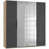 Drehtürenschrank 200cm Level, Grau/eiche Dekor - Eichefarben/Grau, MODERN, Glas/Holzwerkstoff (200/216/58cm) - MID.YOU
