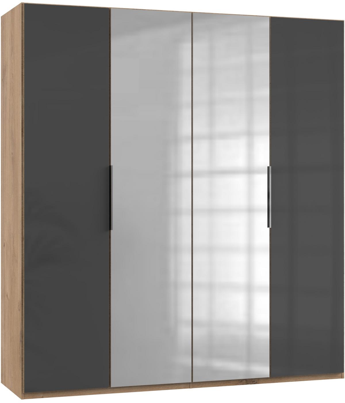 Drehtürenschrank 200cm Level, Grau/eiche Dekor - Eichefarben/Grau, MODERN, Glas/Holzwerkstoff (200/216/58cm) - MID.YOU
