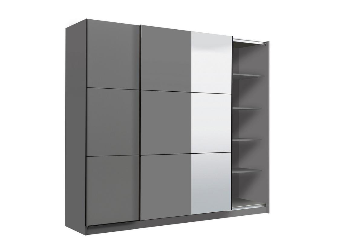 Tolóajtós Szekrény Sierra 236/210 Cm - antracit/fehér, Basics, faalapú anyag (236,5/210/62,5cm)