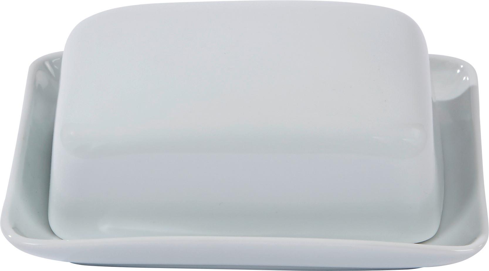 Butterdose Porzellan Ira Lxbxh: 16,5x14x7 Cm - Weiß, KONVENTIONELL, Keramik (16,5/14/7cm) - Ondega