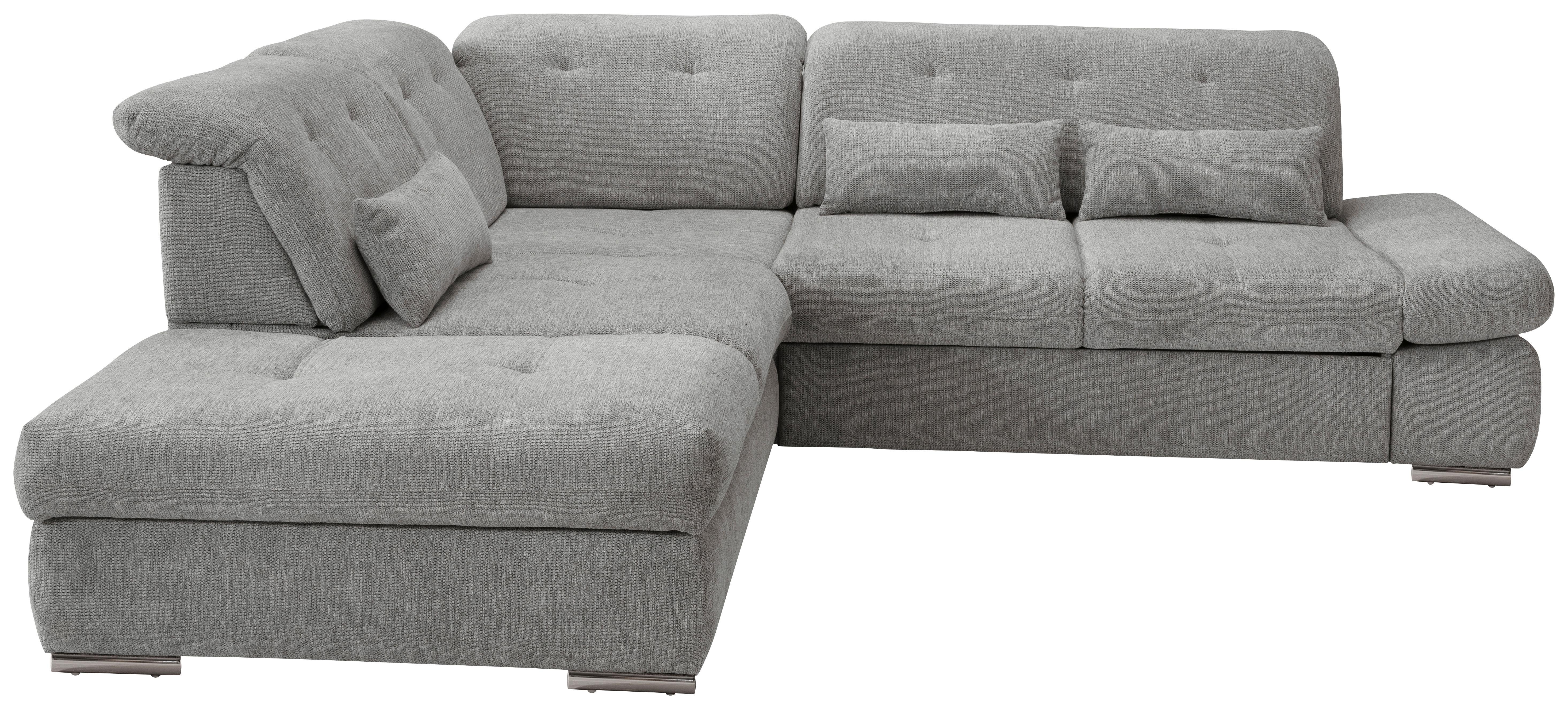 Ecksofa mit Schlaffunktion Dalida Silberfarben Chenille - Chromfarben/Silberfarben, Design, Textil (254/280cm) - Livetastic