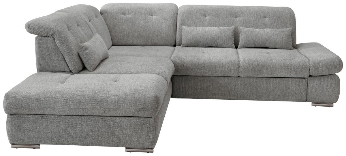 Modernes silberfarbenes Ecksofa mit gestepptem Chenille-Bezug