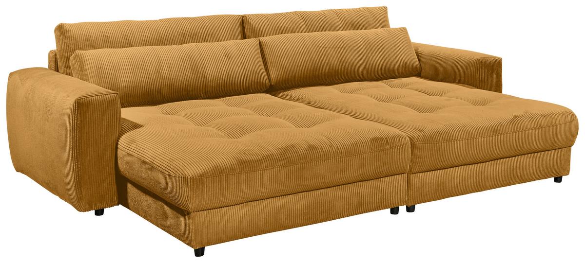 Big Sofa Barura Loveseat Gelb Cord - Gelb/Schwarz, KONVENTIONELL, Holzwerkstoff/Textil (292/90/194cm) - MID.YOU
